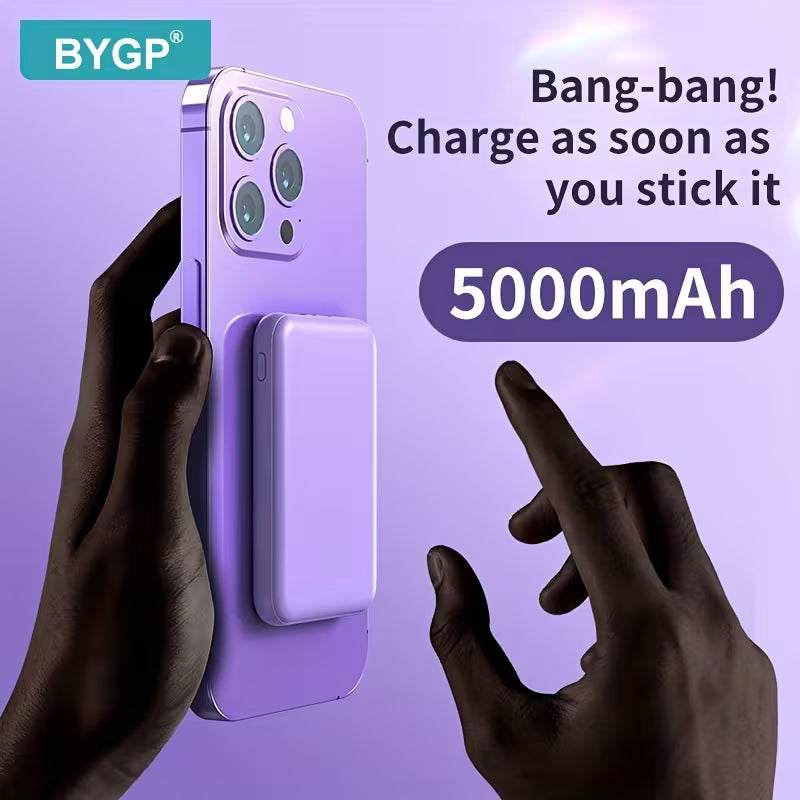 Batterie Magnétique Sans Fil 5000mAh  (Rapide, Léger et Compact)